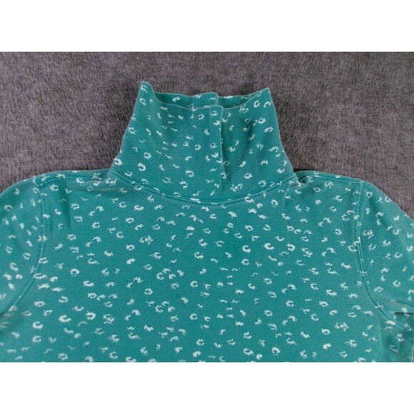 Basic Editions Top Women Medium Green Ditzy Floral Turtleneck Capsule Office Day - Picture 2 of 11